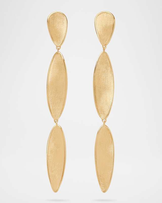 18K Yellow Gold Lunaria Twist Triple Drop Earrings